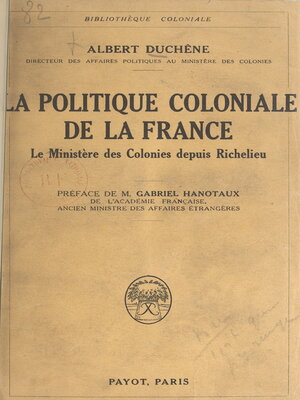 cover image of La politique coloniale de la France